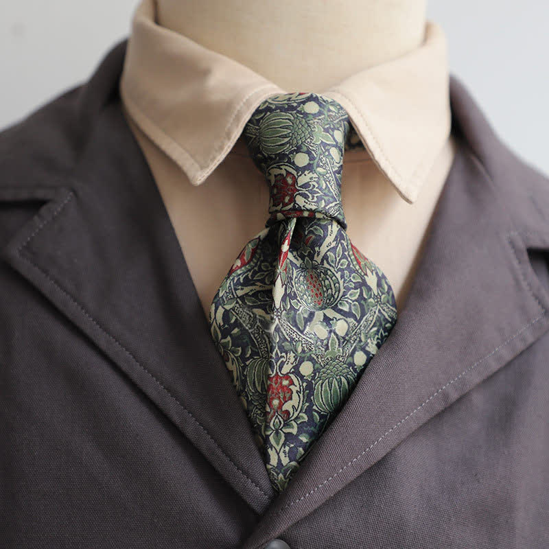 Men's Retro Timeless Floral Printed Bloom Necktie - Navy - image 5