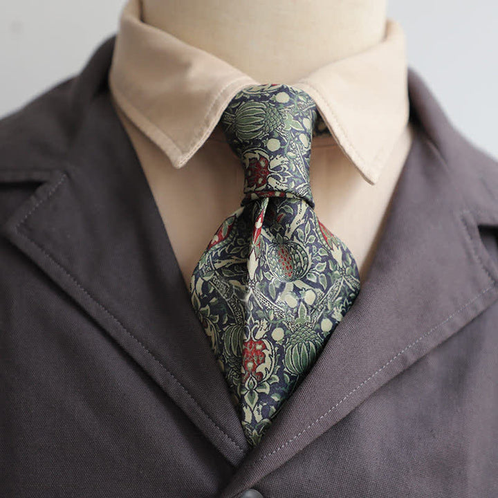 Men's Retro Timeless Floral Printed Bloom Necktie - Navy - image 5