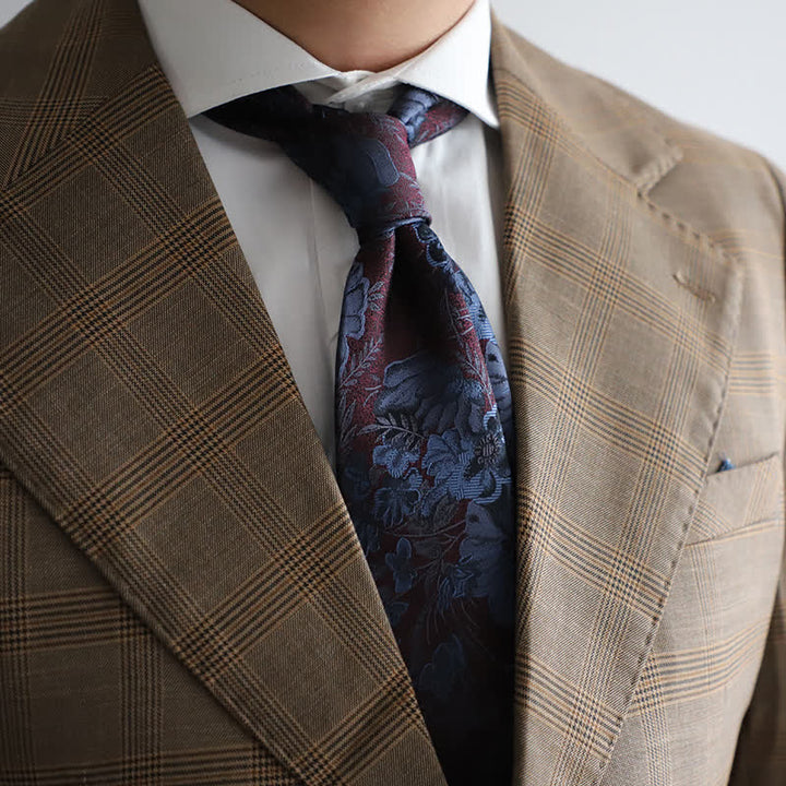 Men's Night Burgundy & Navy Wedding Flower Necktie - Burgundy & Navy - image 0