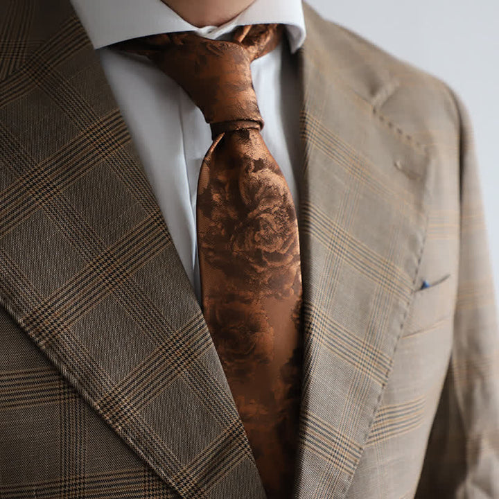 Men's Peru Peony Classic Flower Business Necktie Pocket Square - Necktie - image 0