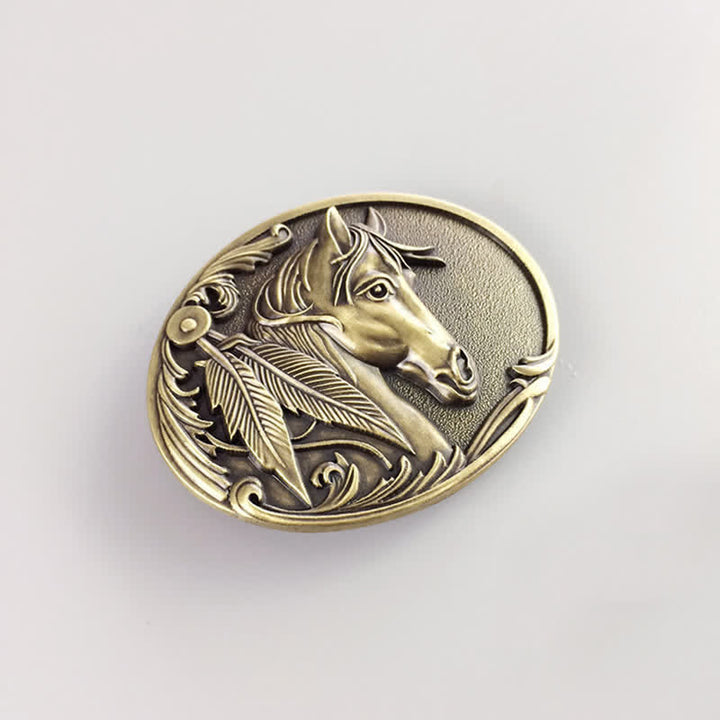 Men's DIY Bronze Horse Buckle Leather Belt - image 2
