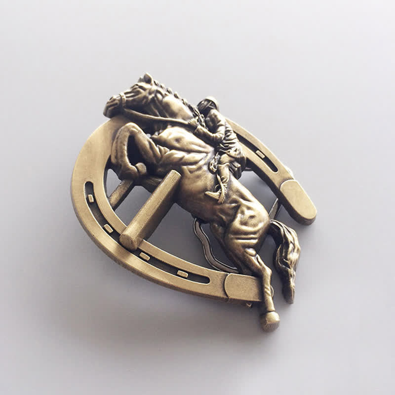 Men's DIY Horsemanship Horse Show Buckle Leather Belt - image 2
