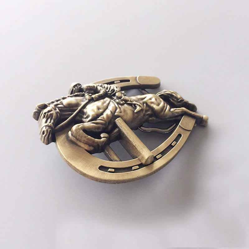 Men's DIY Horsemanship Horse Show Buckle Leather Belt - image 3