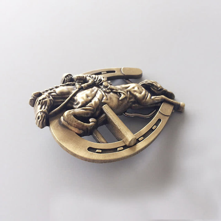 Men's DIY Horsemanship Horse Show Buckle Leather Belt - image 3