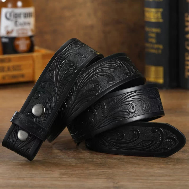 Men's DIY Leather Belt - Black Floral Belt - 40 - image 8