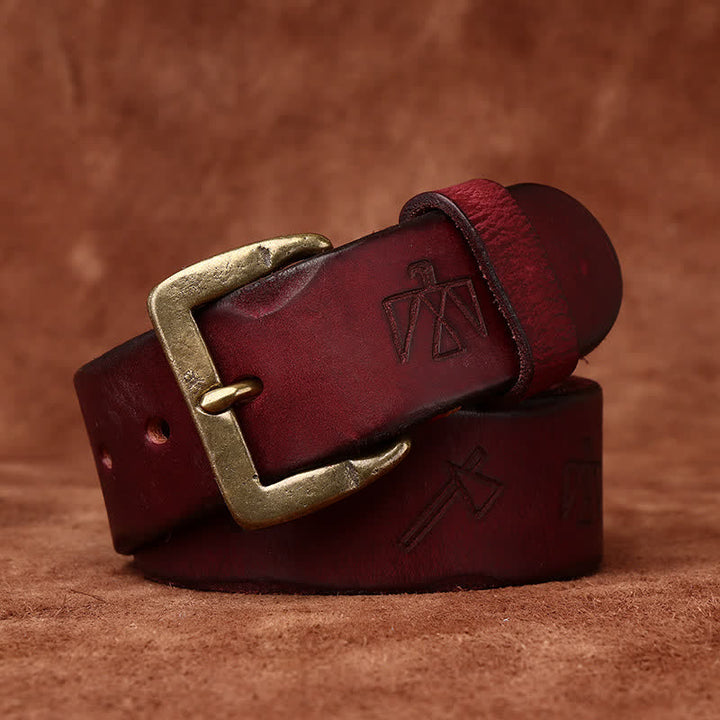 Totem Pattern Laser Engraving Strap Leather Belt - image 13