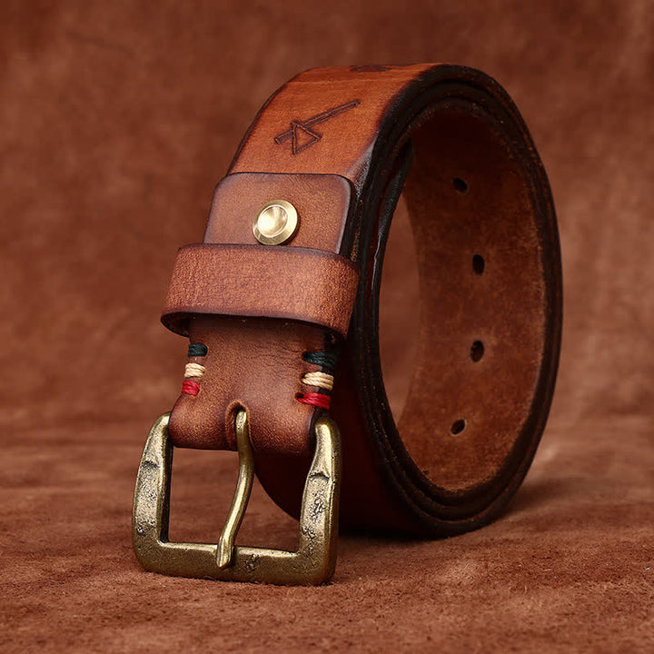 Totem Pattern Laser Engraving Strap Leather Belt - image 3