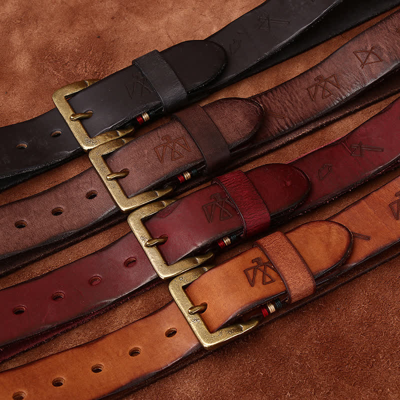 Totem Pattern Laser Engraving Strap Leather Belt - image 1