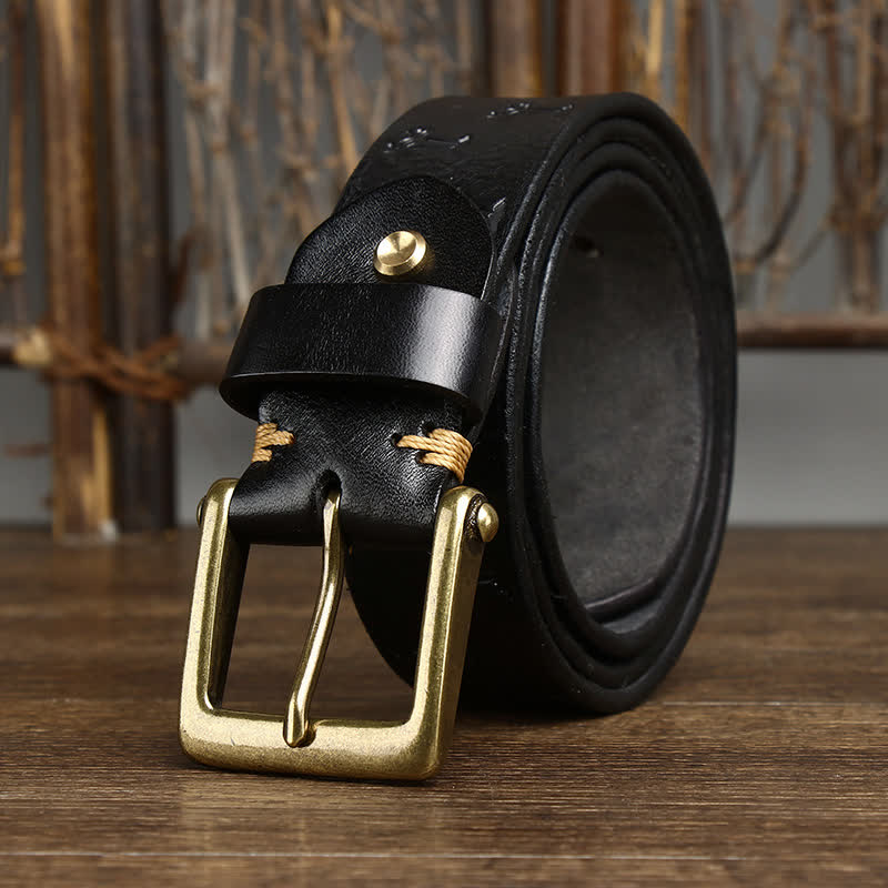 Coconut Tree Embossed Pattern Strap Leather Belt - image 6