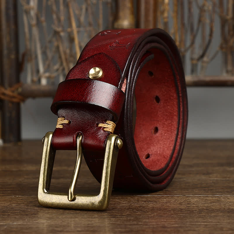 Coconut Tree Embossed Pattern Strap Leather Belt - image 12