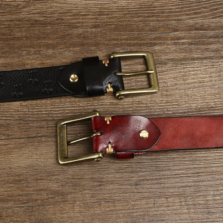 Coconut Tree Embossed Pattern Strap Leather Belt - image 2