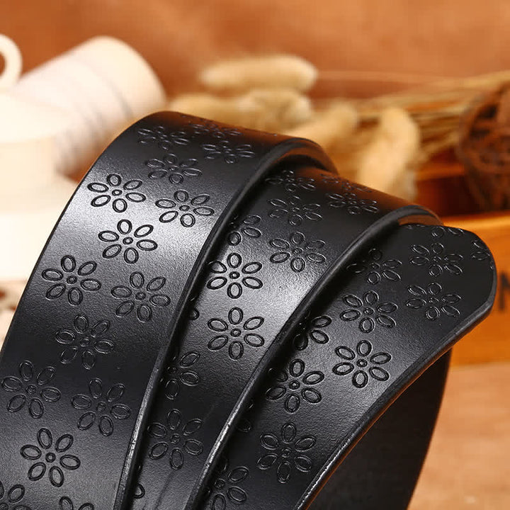 Women's Plum Blossom Pattern Leather Belt - image 4