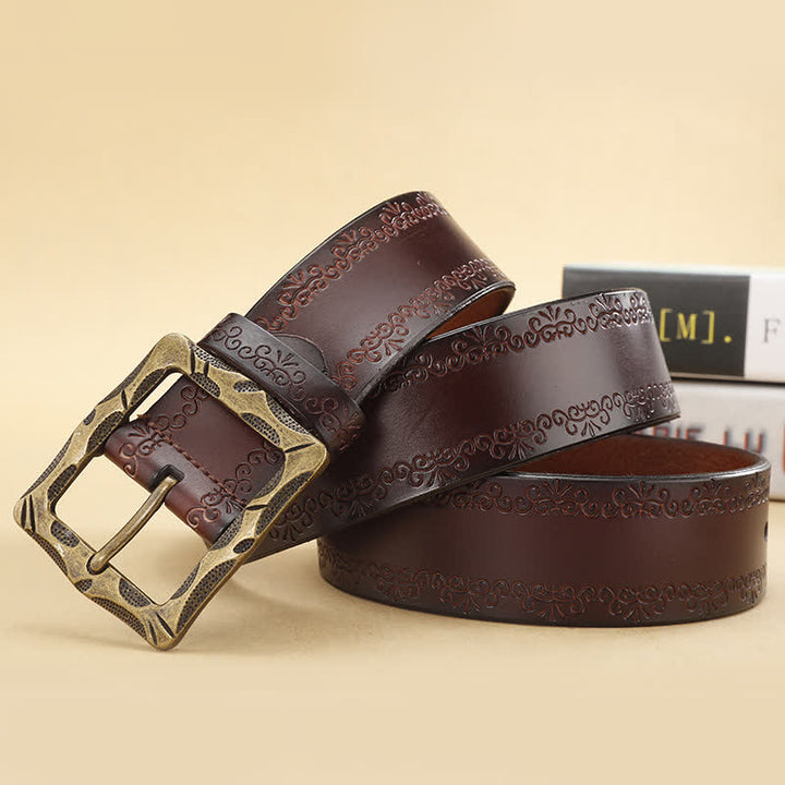 Floral Strap Rectangular Buckle Leather Belt - image 6