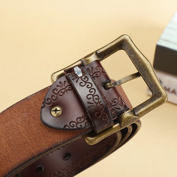 Floral Strap Rectangular Buckle Leather Belt - image 8