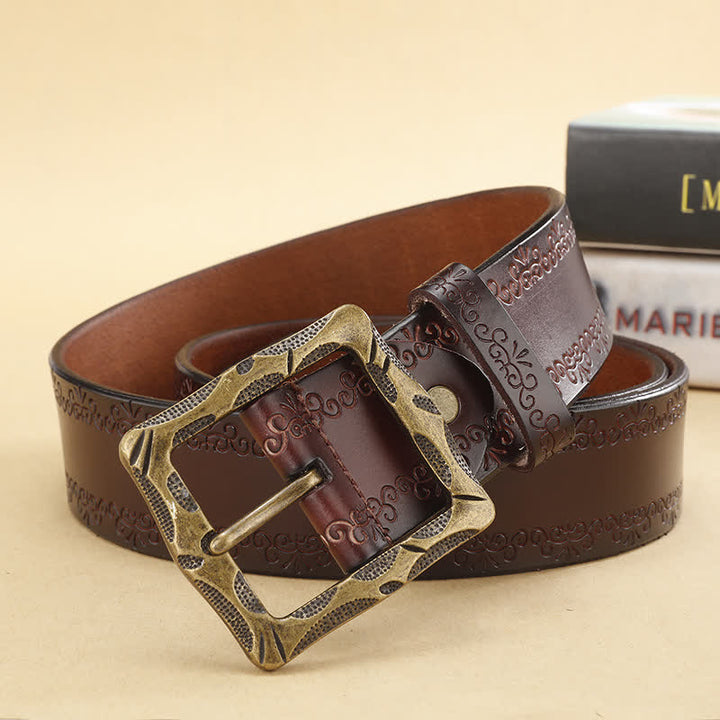 Floral Strap Rectangular Buckle Leather Belt - image 4