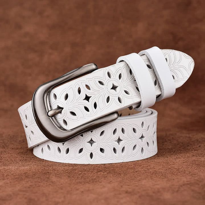 Women's Exquisite Fashion Accessory Hollow Out Leather Belt - White - 38 - image 15