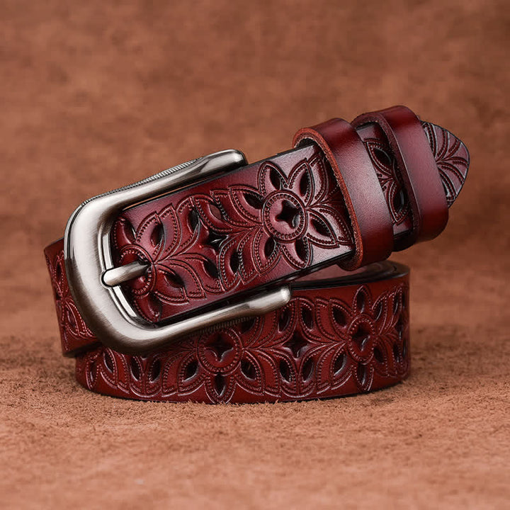 Women's Exquisite Fashion Accessory Hollow Out Leather Belt - Brown - 38 - image 0