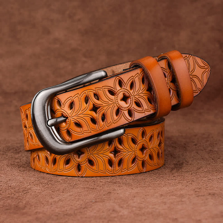 Women's Exquisite Fashion Accessory Hollow Out Leather Belt - Orange - 38 - image 8