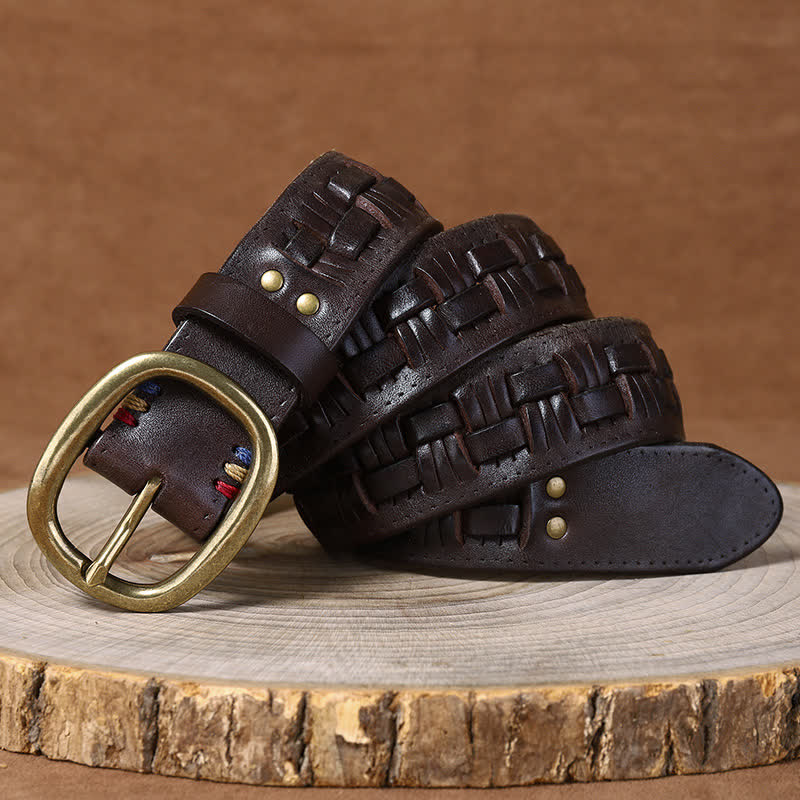 Woven Retro Trend Braided Jeans Leather Belt - image 4