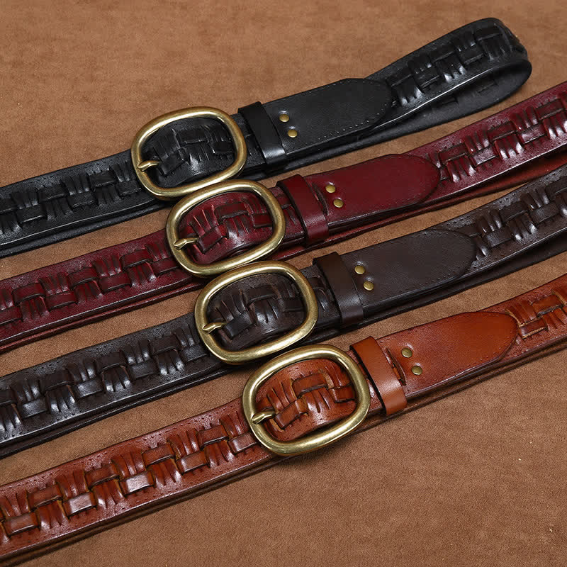 Woven Retro Trend Braided Jeans Leather Belt - image 1