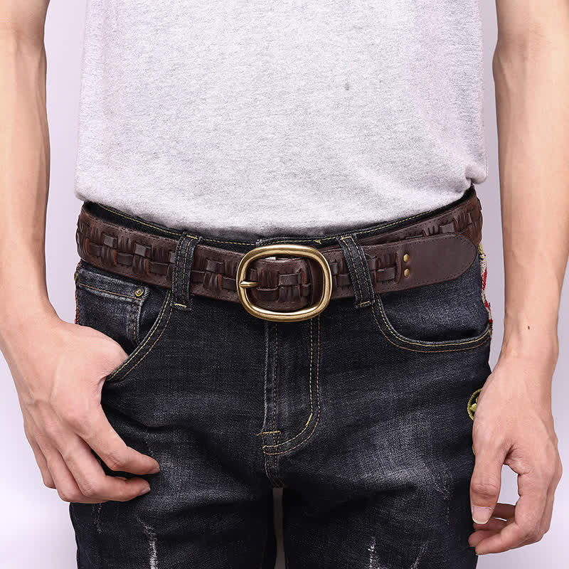 Woven Retro Trend Braided Jeans Leather Belt - image 2