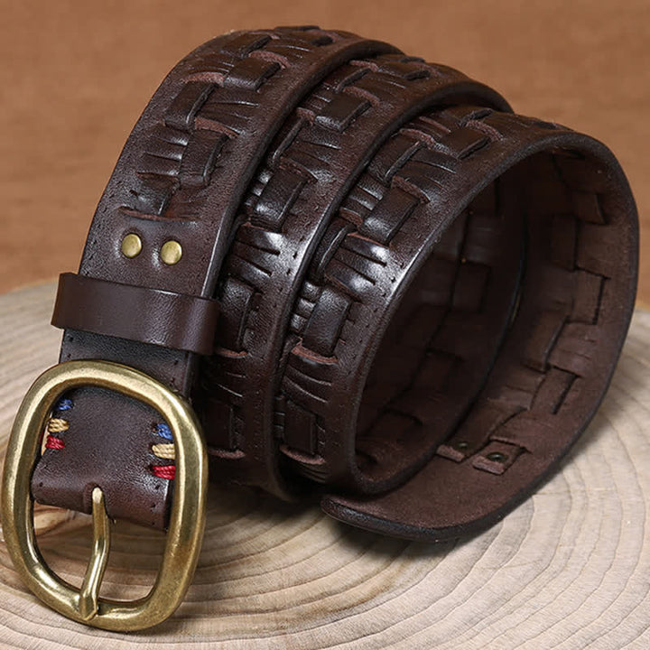 Woven Retro Trend Braided Jeans Leather Belt - image 5