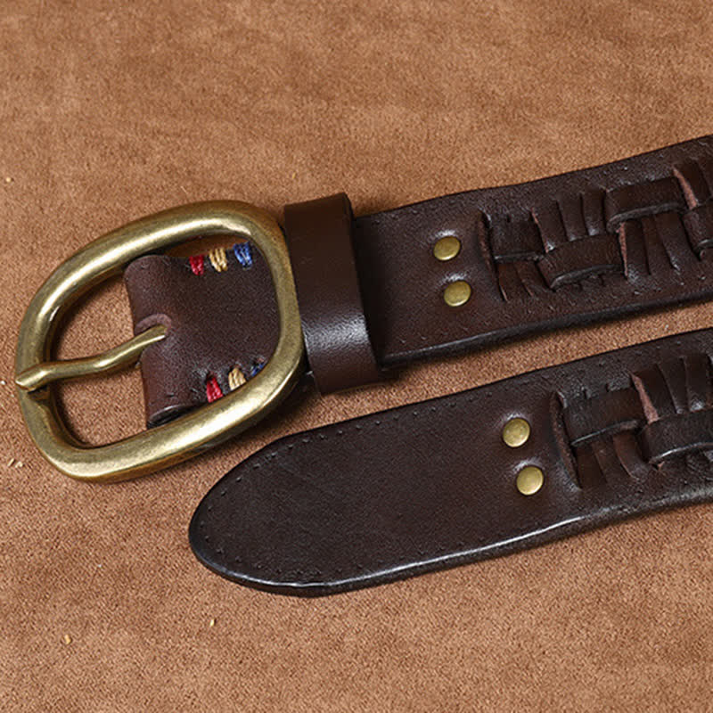 Woven Retro Trend Braided Jeans Leather Belt - image 7