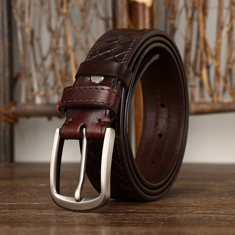 Stylish Braided Copper Buckle Cowskin Leather Belt - image 4