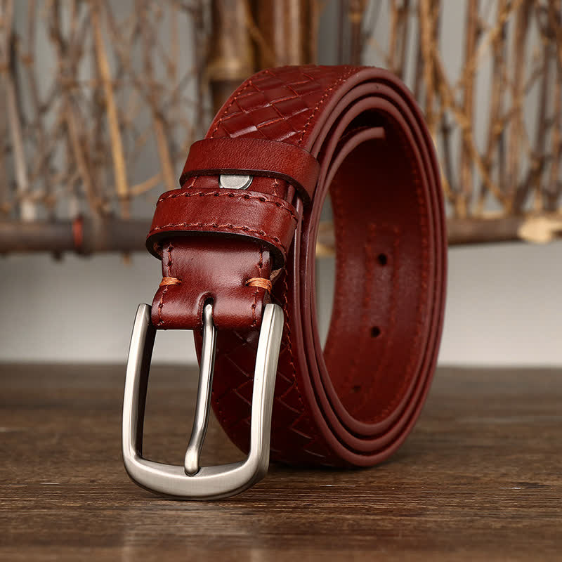 Stylish Braided Copper Buckle Cowskin Leather Belt - image 13