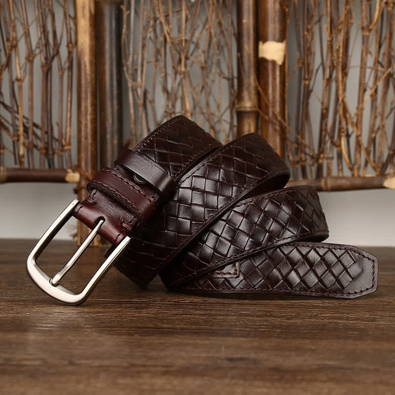 Stylish Braided Copper Buckle Cowskin Leather Belt - image 3