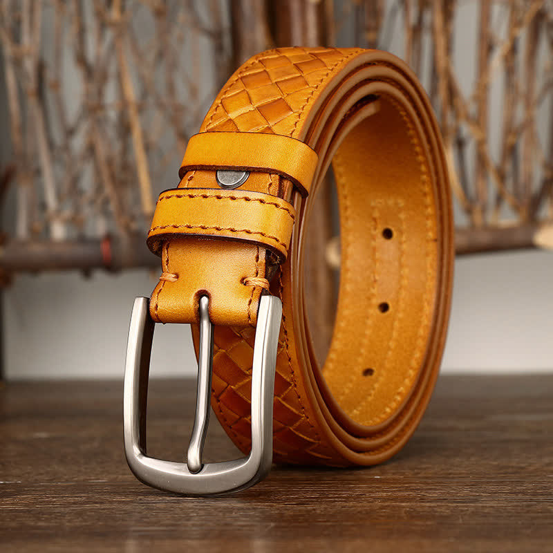 Stylish Braided Copper Buckle Cowskin Leather Belt - image 10