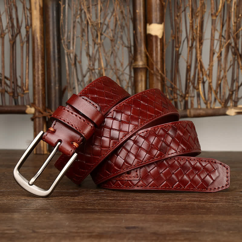 Stylish Braided Copper Buckle Cowskin Leather Belt - image 12
