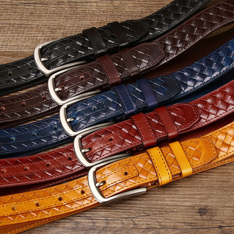 Stylish Braided Copper Buckle Cowskin Leather Belt - image 1
