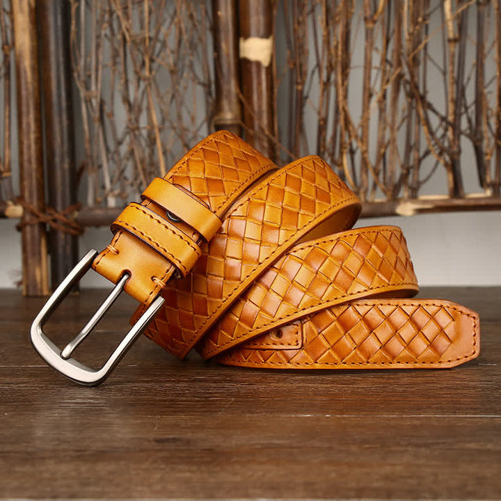 Stylish Braided Copper Buckle Cowskin Leather Belt - image 9