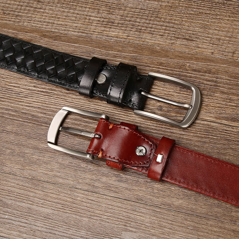 Stylish Braided Copper Buckle Cowskin Leather Belt - image 2