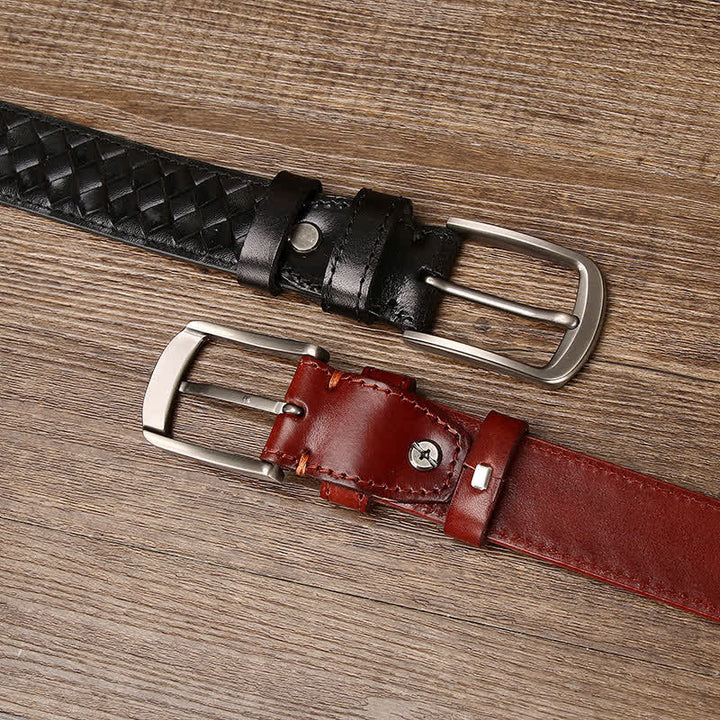 Stylish Braided Copper Buckle Cowskin Leather Belt - image 2