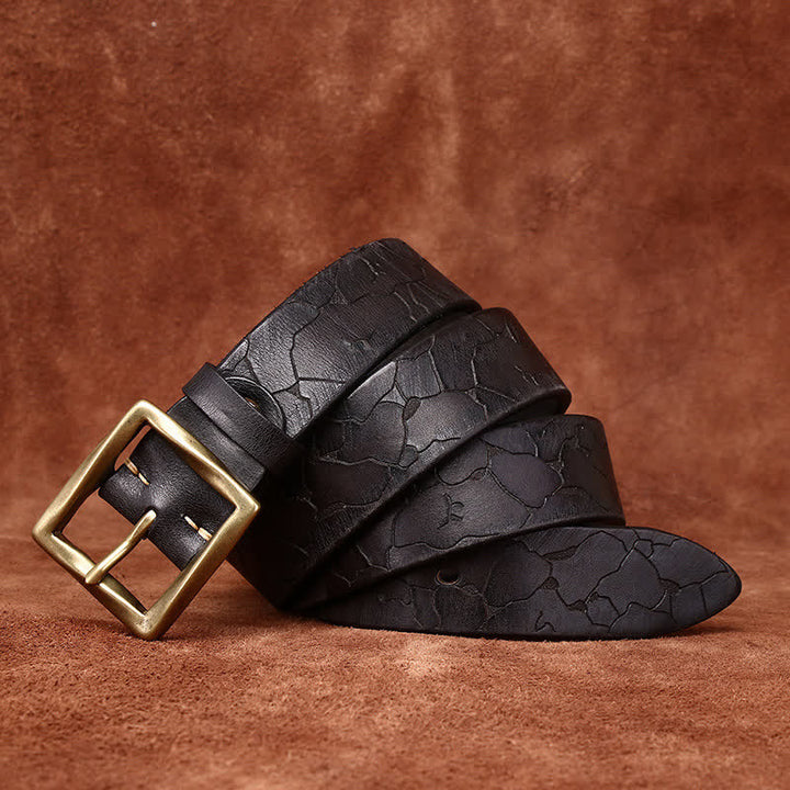 Ice Cracked Embossed Pattern Distressed Leather Belt - image 9