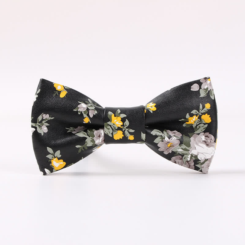 Men's Elegant Beauty Floral Leather Bow Tie - Style #1 - image 0