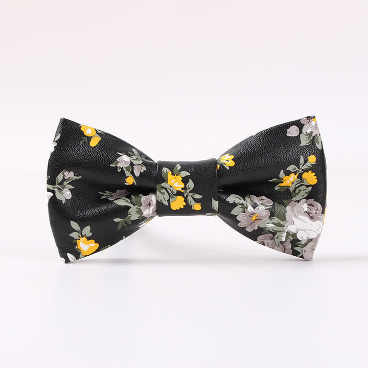 Men's Elegant Beauty Floral Leather Bow Tie - Style #1 - image 0