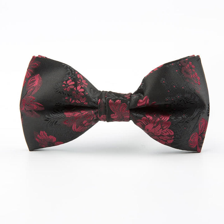 Men's Business Leisure Flower Pattern Wedding Bow Tie - Burgundy - image 4