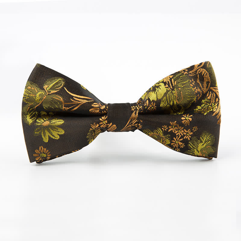 Men's Business Leisure Flower Pattern Wedding Bow Tie - Yellow - image 0