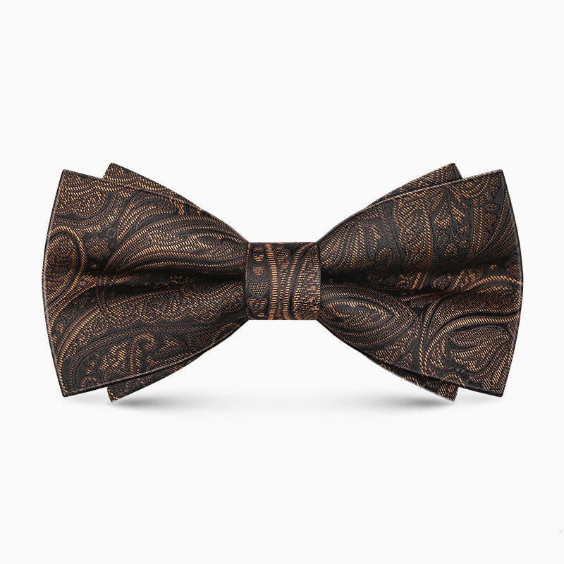 Men's Black & Bronze Paisley Formal Bow Tie - Black & Bronze - image 0