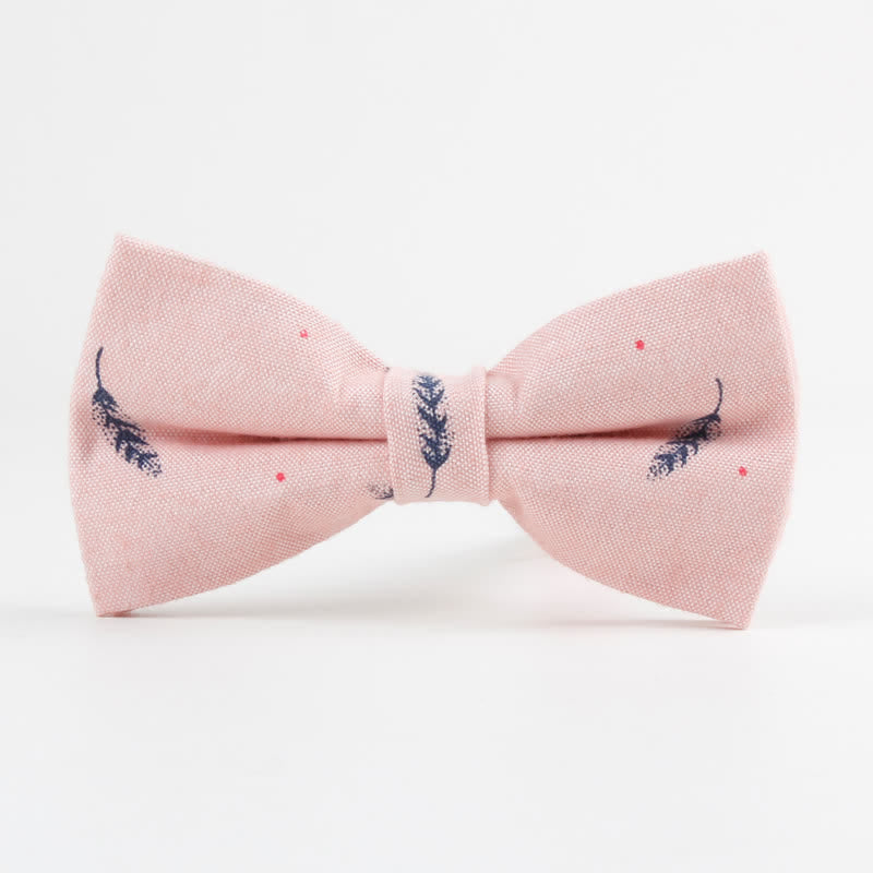 Men's Lovely Birds Feather Printed Cotton Bow Tie - Feather - Pink - image 14