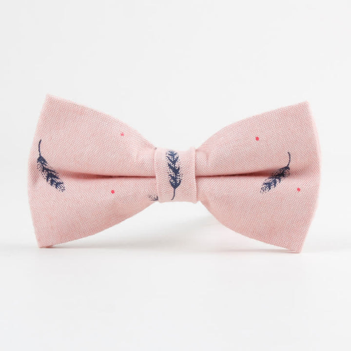 Men's Lovely Birds Feather Printed Cotton Bow Tie - Feather - Pink - image 14