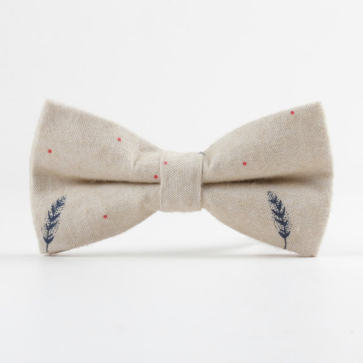 Men's Lovely Birds Feather Printed Cotton Bow Tie - Feather - Beige - image 18