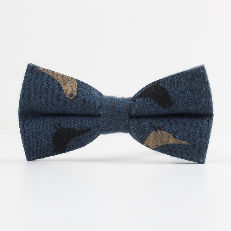 Men's Lovely Birds Feather Printed Cotton Bow Tie - Bird - Teal - image 4