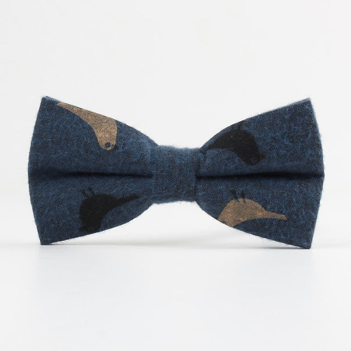 Men's Lovely Birds Feather Printed Cotton Bow Tie - Bird - Teal - image 4