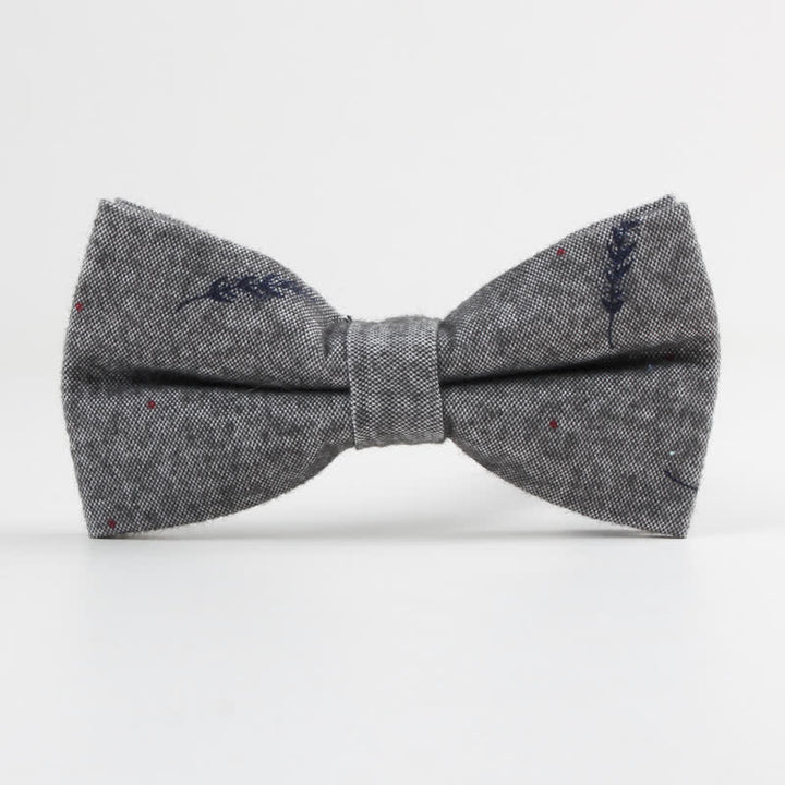 Men's Lovely Birds Feather Printed Cotton Bow Tie - Feather - Gray - image 15