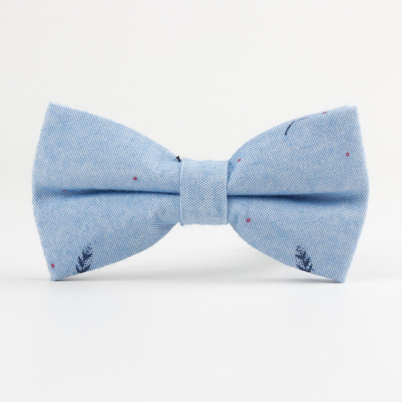 Men's Lovely Birds Feather Printed Cotton Bow Tie - Feather - Blue - image 17