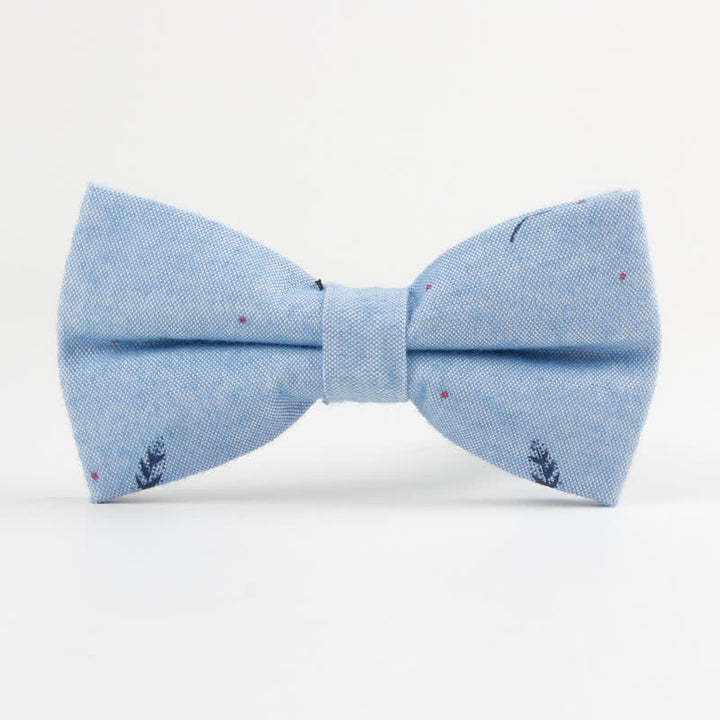 Men's Lovely Birds Feather Printed Cotton Bow Tie - Feather - Blue - image 17